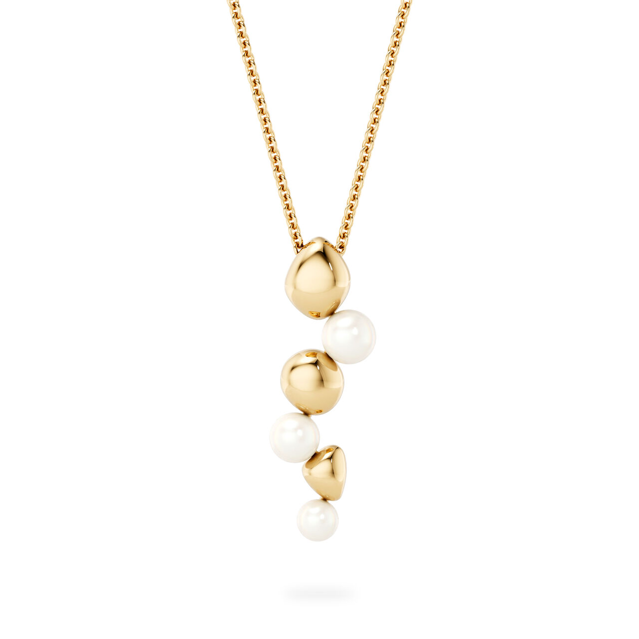Birks Pebble Drop Necklace in Yellow Gold with Pearls image number 0